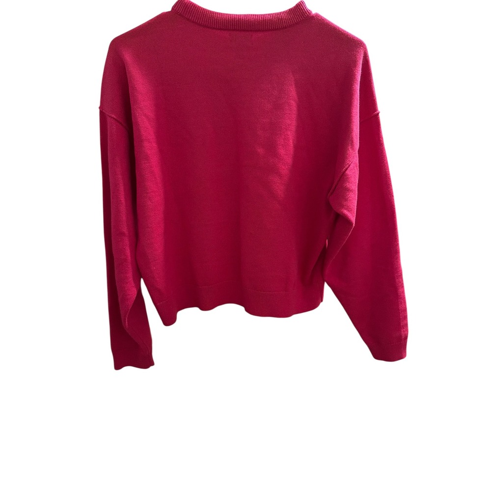 J. Crew Crewneck Drop Shoulder Sweater Hot Pink Women's Size Small - Picture 3 of 3